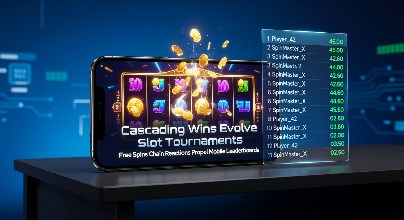 Dynamic cascading wins triggering chain reactions in a vibrant slot tournament interface, with symbols tumbling and free spins activating on a mobile screen
