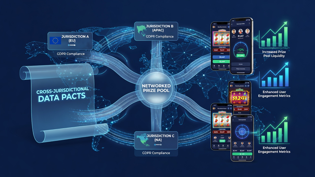 Mobile device displaying reel game interface with international prize pool indicators