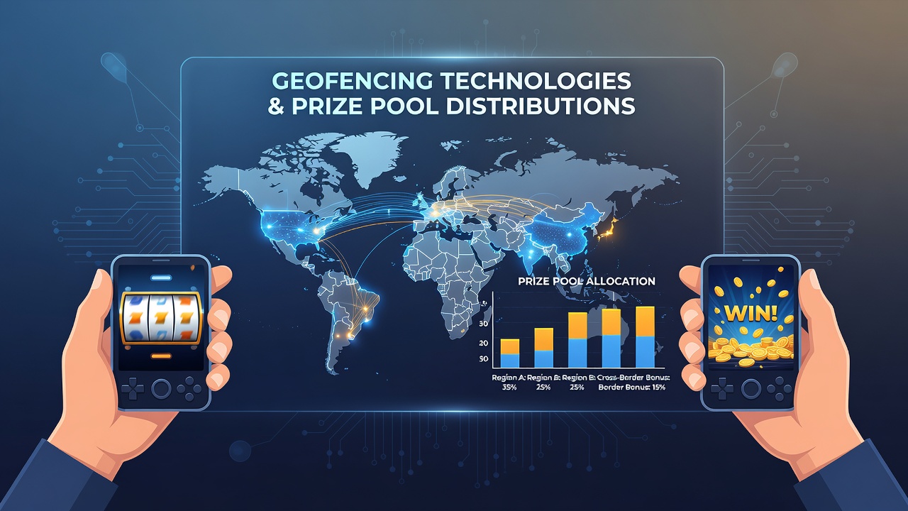 Geofencing technology mapping boundaries for cross-border mobile reel games and prize eligibility zones