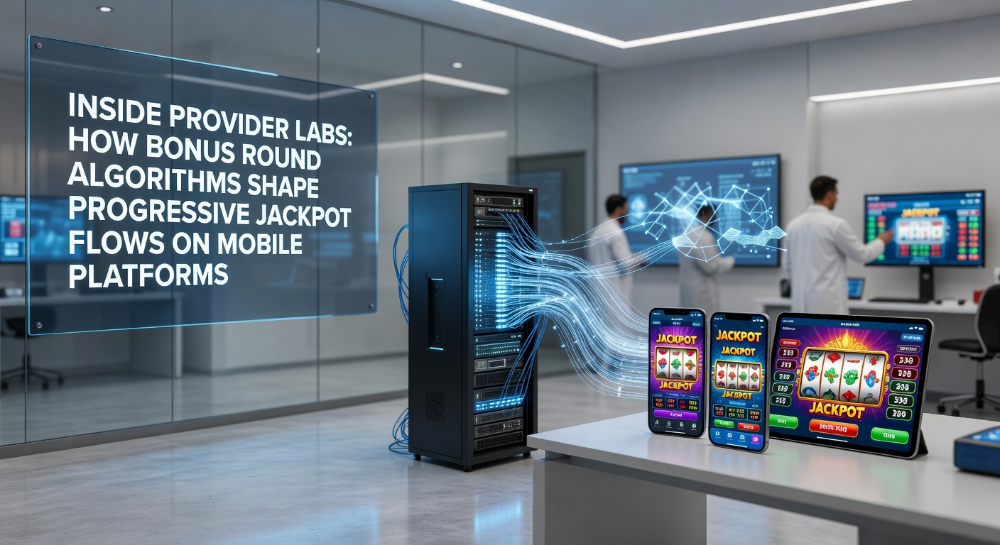 Inside view of a gaming provider lab where engineers develop bonus round algorithms for mobile progressive jackpot systems