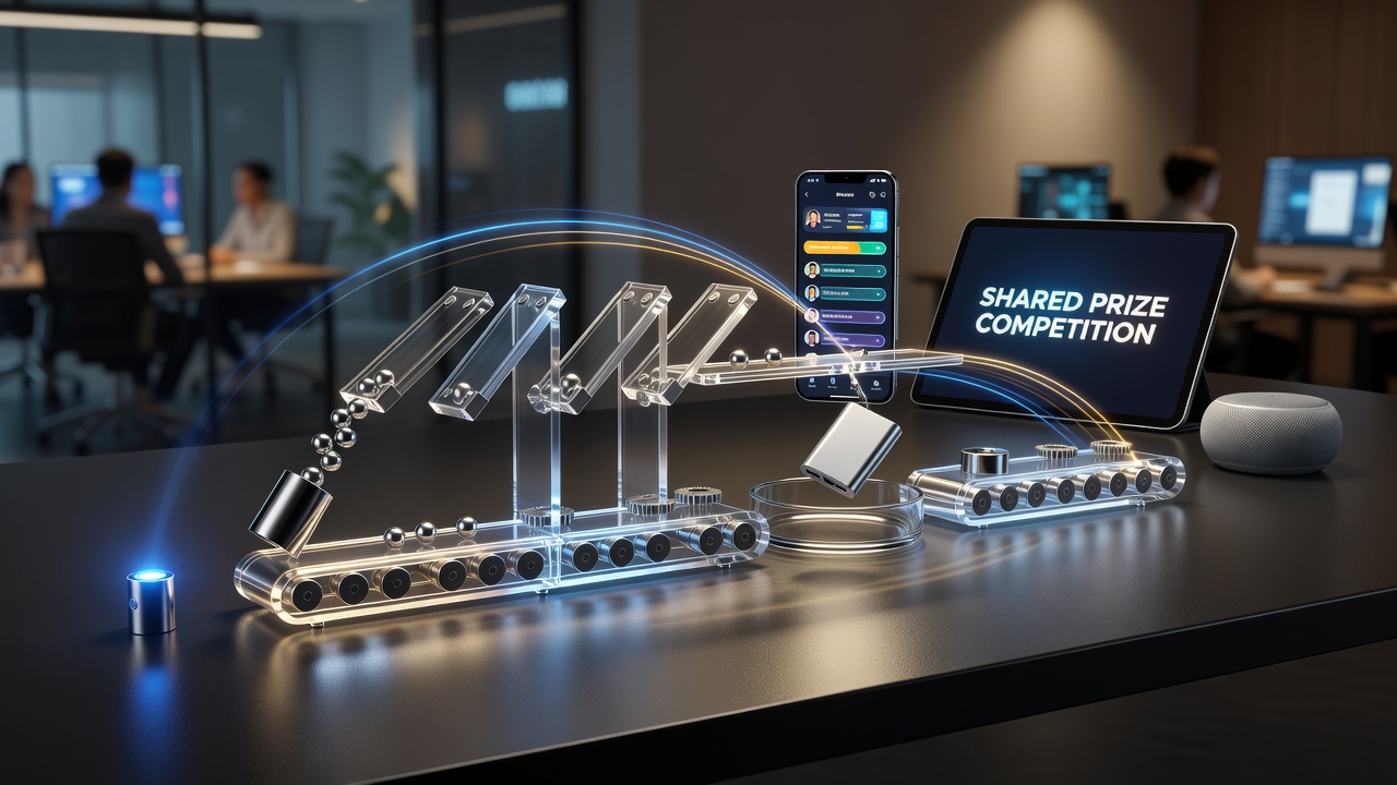 Close-up view of mobile screen showing layered lighting effects during an ongoing chain reaction in a tournament setting