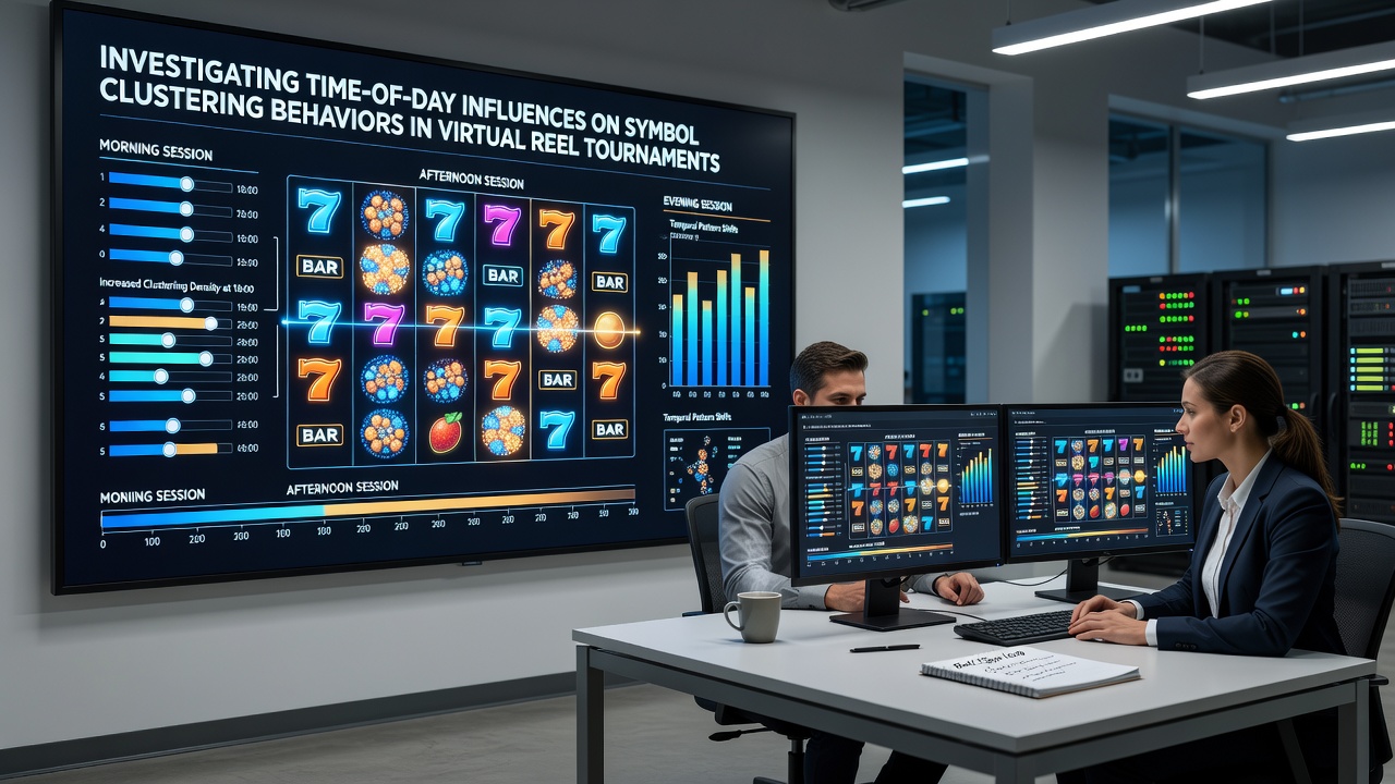 Graphs showing time-of-day variations in symbol clustering during virtual reel events