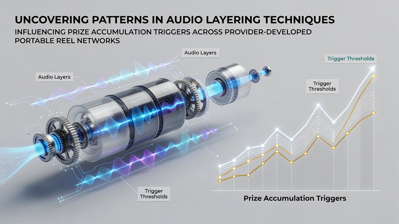 Layered audio waveforms displayed over a mobile slot interface showing prize trigger zones